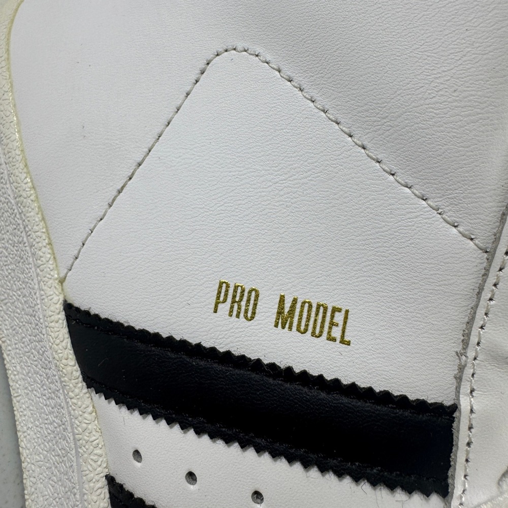Adidas Pro Model Mid Sneakers Shell Toe Leather Men White Black Size 7 - Picture 6 of 15